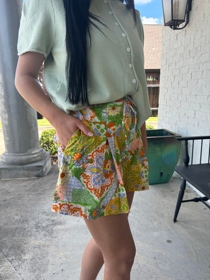 Vacation Vibes Floral Pleated Shorts