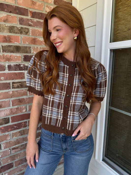 Teddy Plaid Cardigan