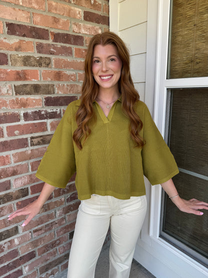 Martini Olive Ribbed Top