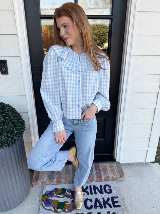 Pure Classy Gingham Ruffled Top