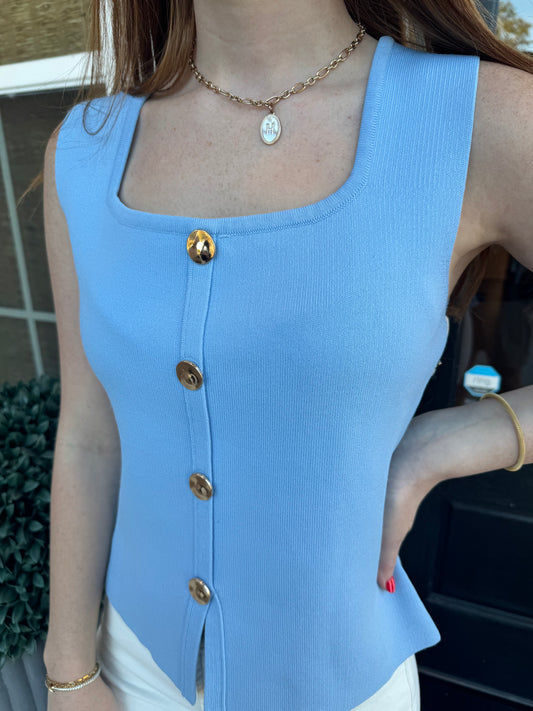 Mable Classy Gold Button Top