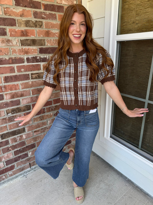 Teddy Plaid Cardigan