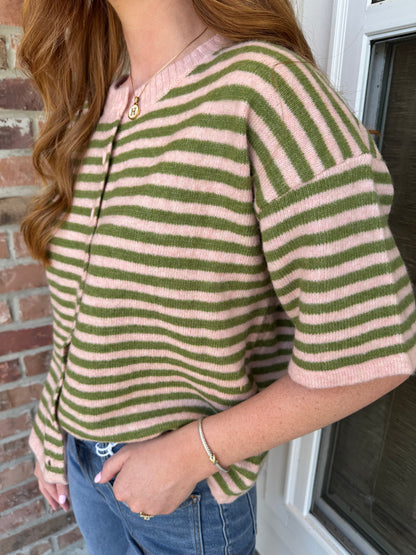 Mossy Orchid Button Down Cardigan