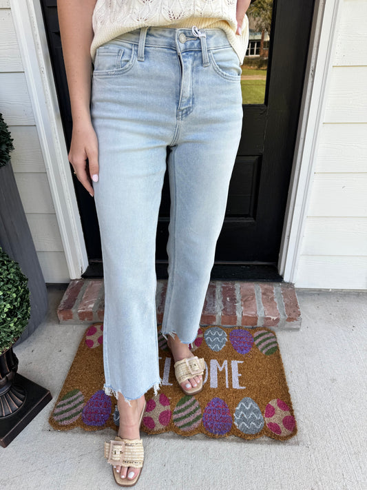 Sav High Rise Light Wash Crop Vervet Jeans