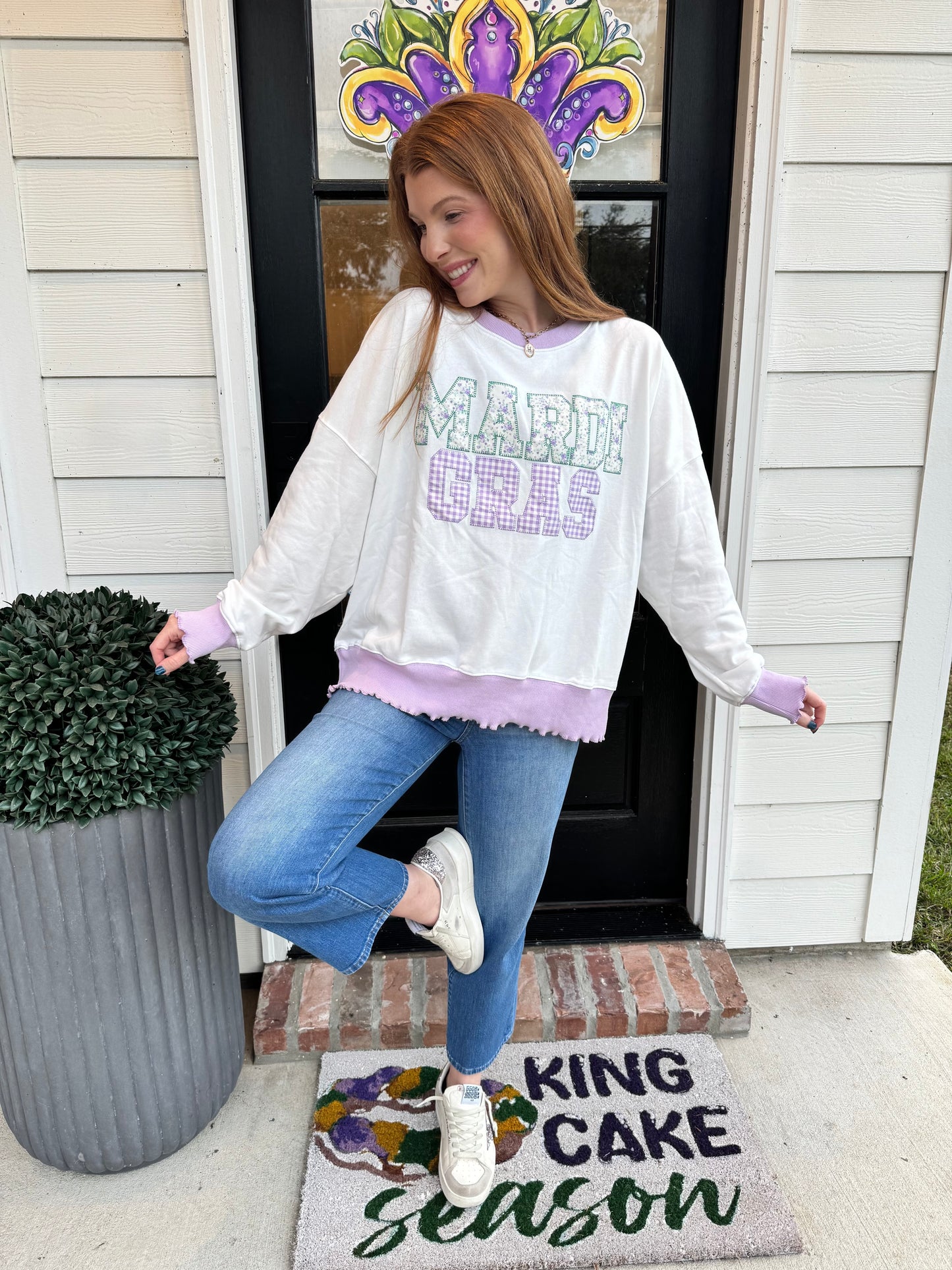 Mardi Gras Embroidered Sweatshirt