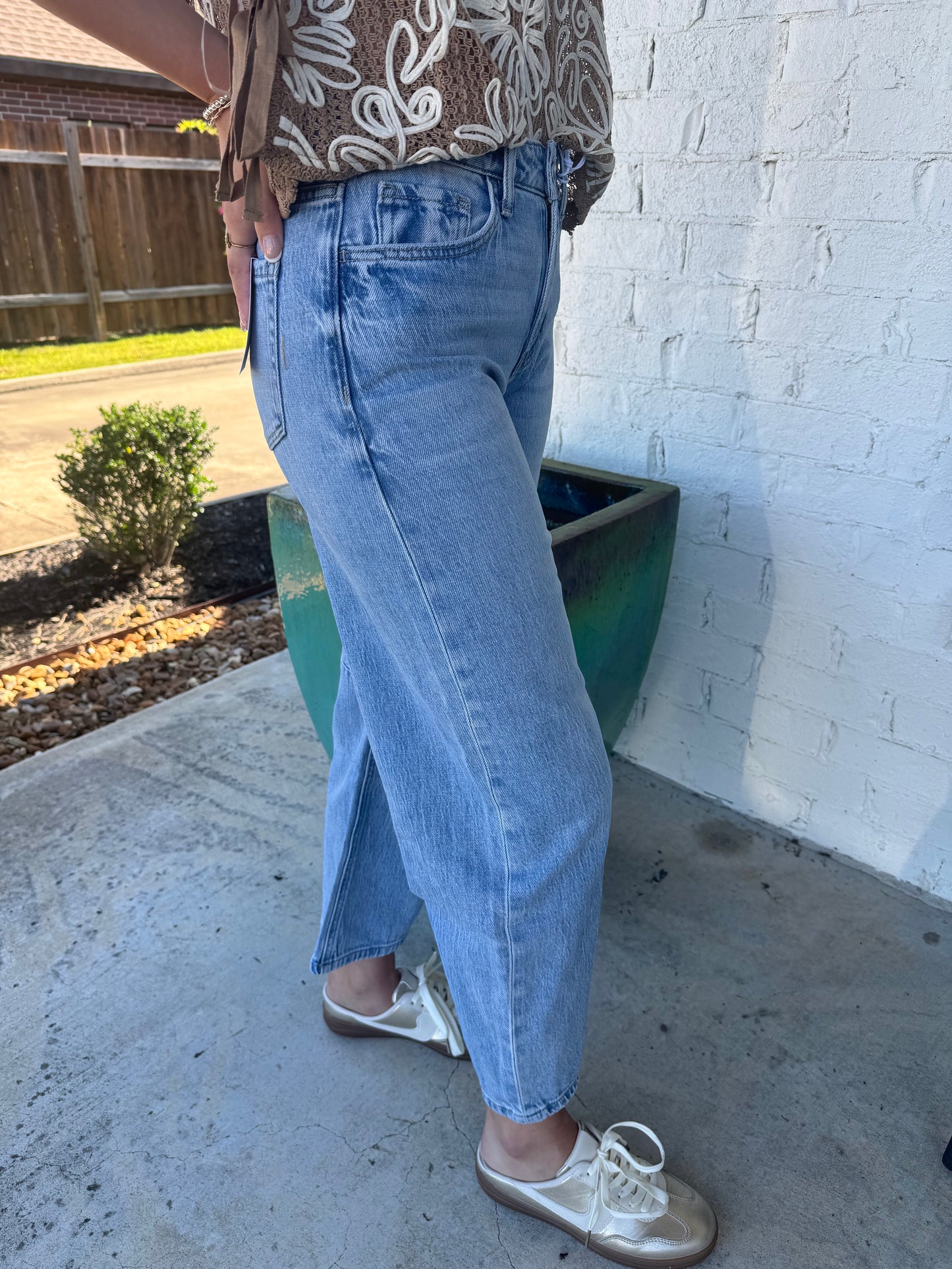 Vervet High Rise Light Wash Barrel Jeans