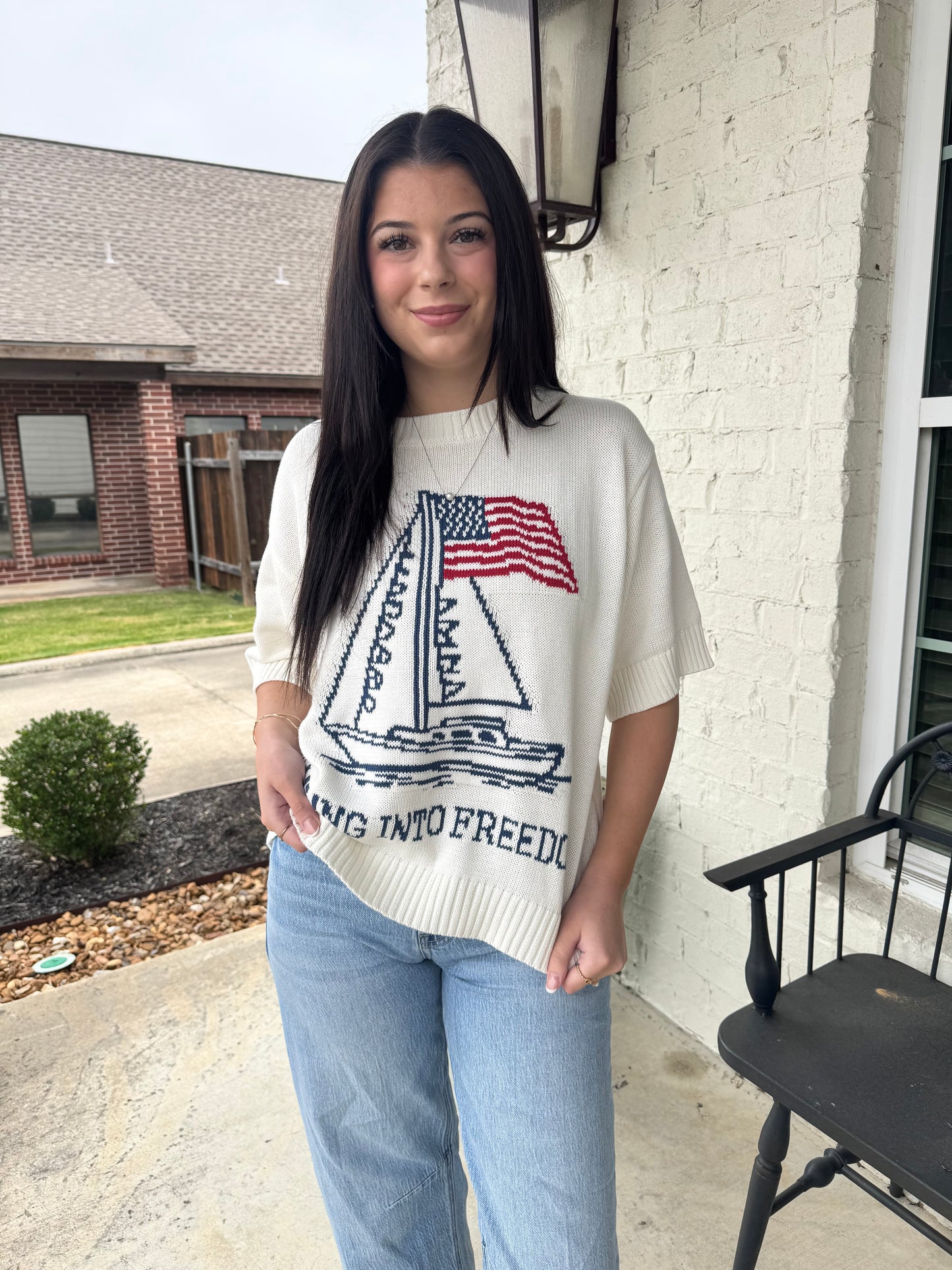 Sailing Into Freedom Graphic Sweater