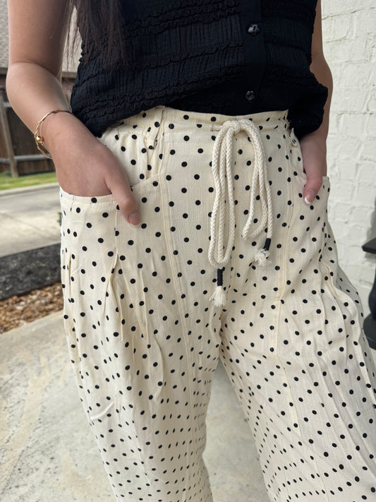 Honey Dew Linen Polka Dot Pants