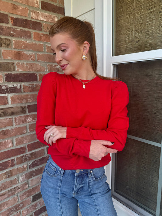 Poppy Red Crew Sweater