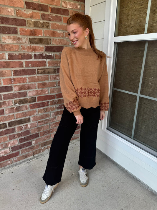 Hayes Embroidered Scalloped Sweater