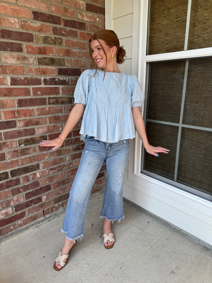 Baby Blues Tiered Puff Sleeve Top