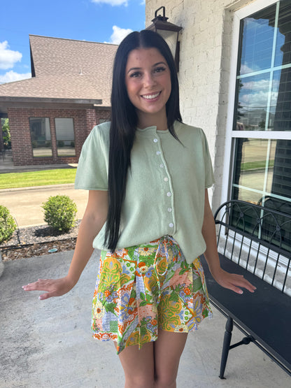 Minty Short Sleeve Sweater Cardigan