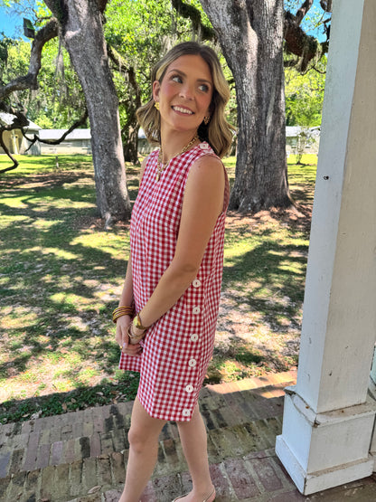 Picnic Date Side Button Gingham Dress