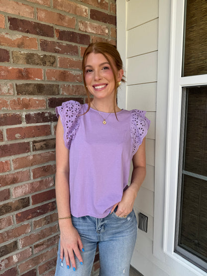 Fields of Lavender Eyelet Top