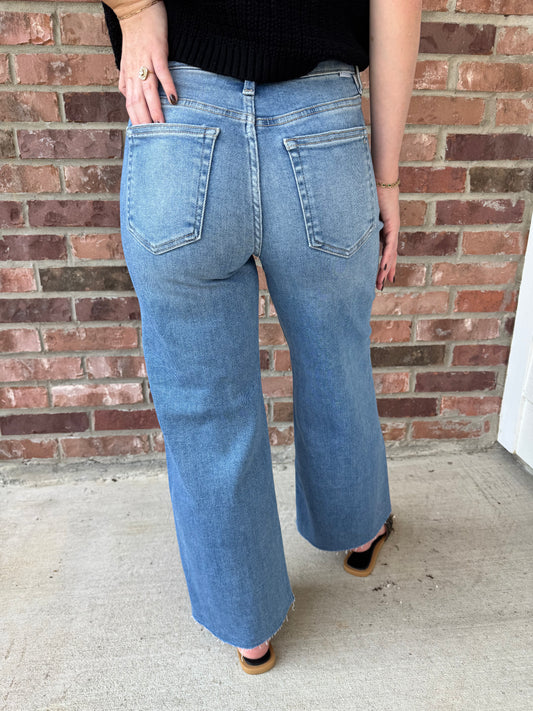 Risen Front Seam Wide Leg Jeans
