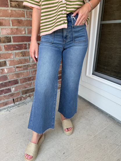 Vervet High Rise Comfort Crop Wide Jeans