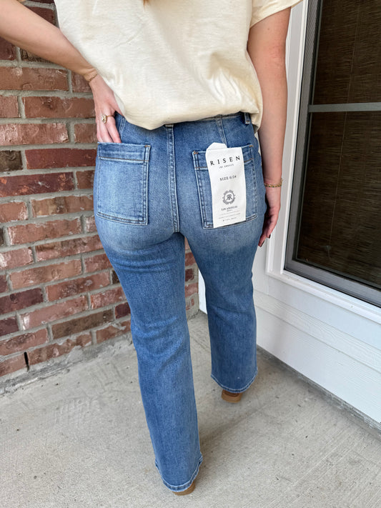 Risen Patch Pocket Flare Jeans