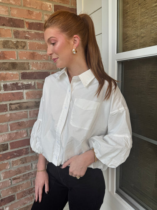 Bubble Over Button Down Top