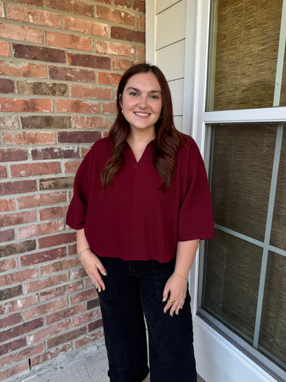 Burgundy Everyday Dream Ribbed Top