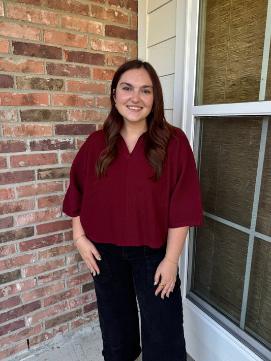 Burgundy Everyday Dream Ribbed Top