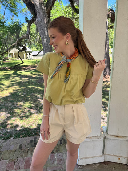 Bubble Over Olive Hem Top