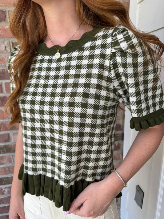 Give Me Gingham Knit Top