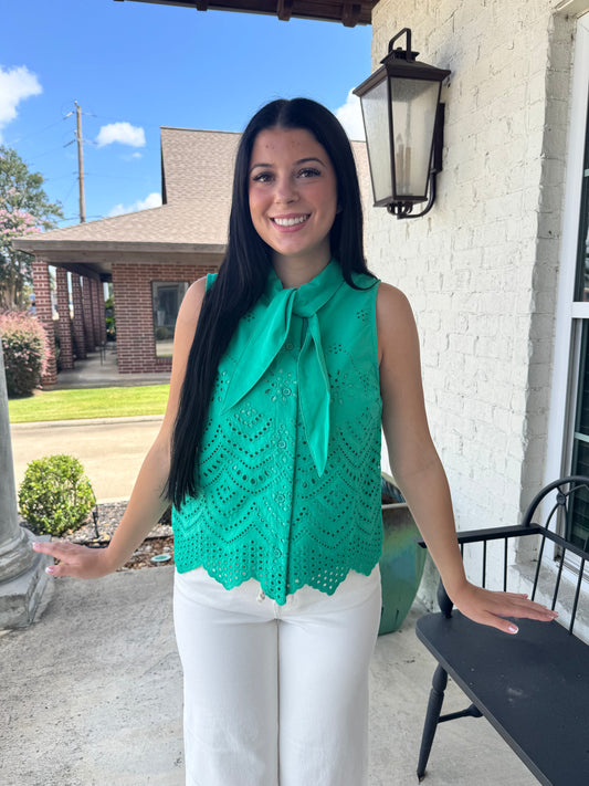 Katie Eyelet Tie Tank
