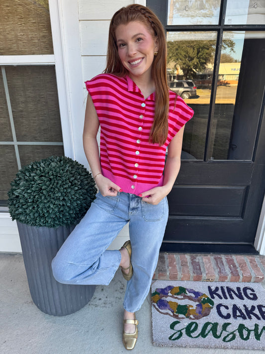 Piper Pink Button Down Sweater