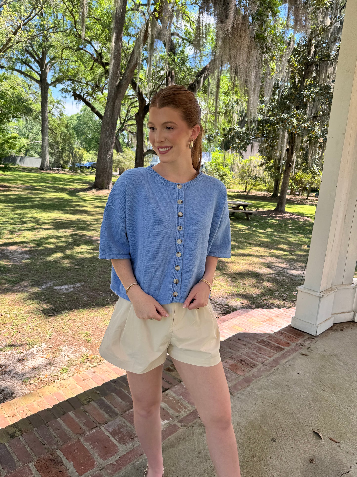 Periwinkle Button Up Sweater Top