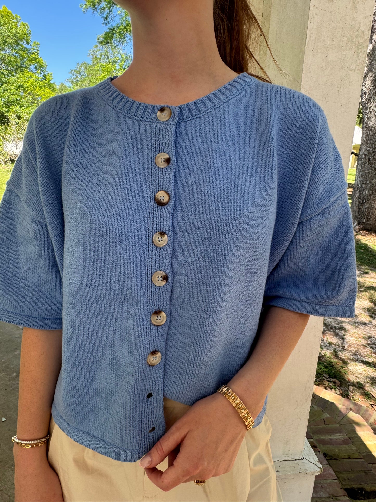 Periwinkle Button Up Sweater Top