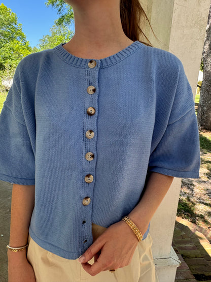 Periwinkle Button Up Sweater Top