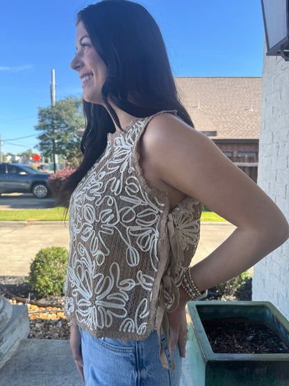 Nora Side Tying Detail Crotchet Tank