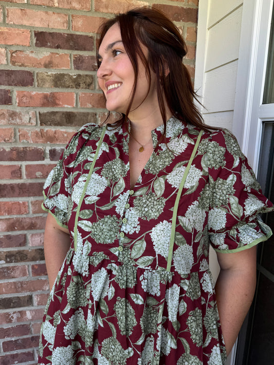 Burgundy Blooms Maxi Dress