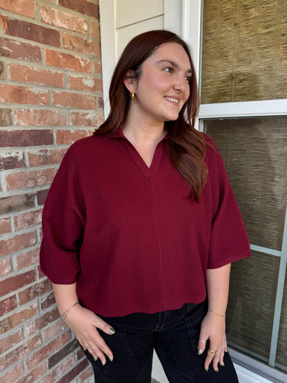 Burgundy Everyday Dream Ribbed Top
