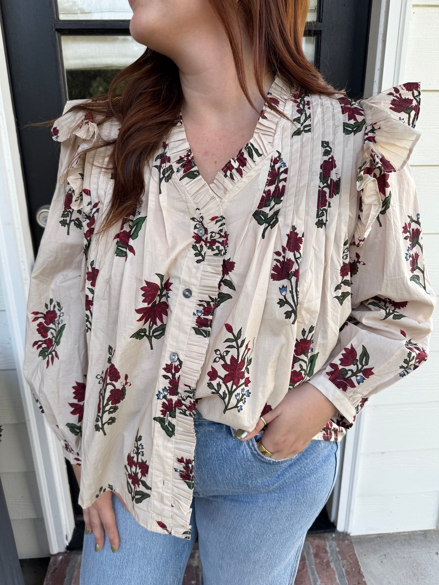 Esme Ecru Smocked Blouse