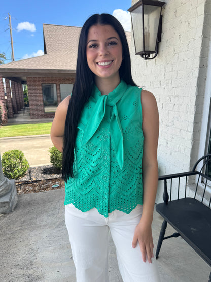 Katie Eyelet Tie Tank