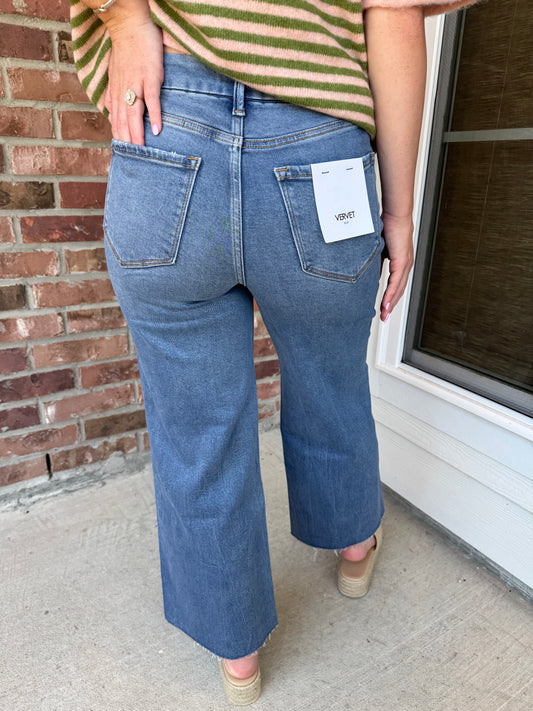 Vervet High Rise Comfort Crop Wide Jeans