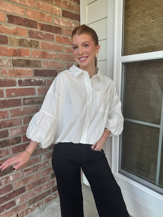 Bubble Over Button Down Top