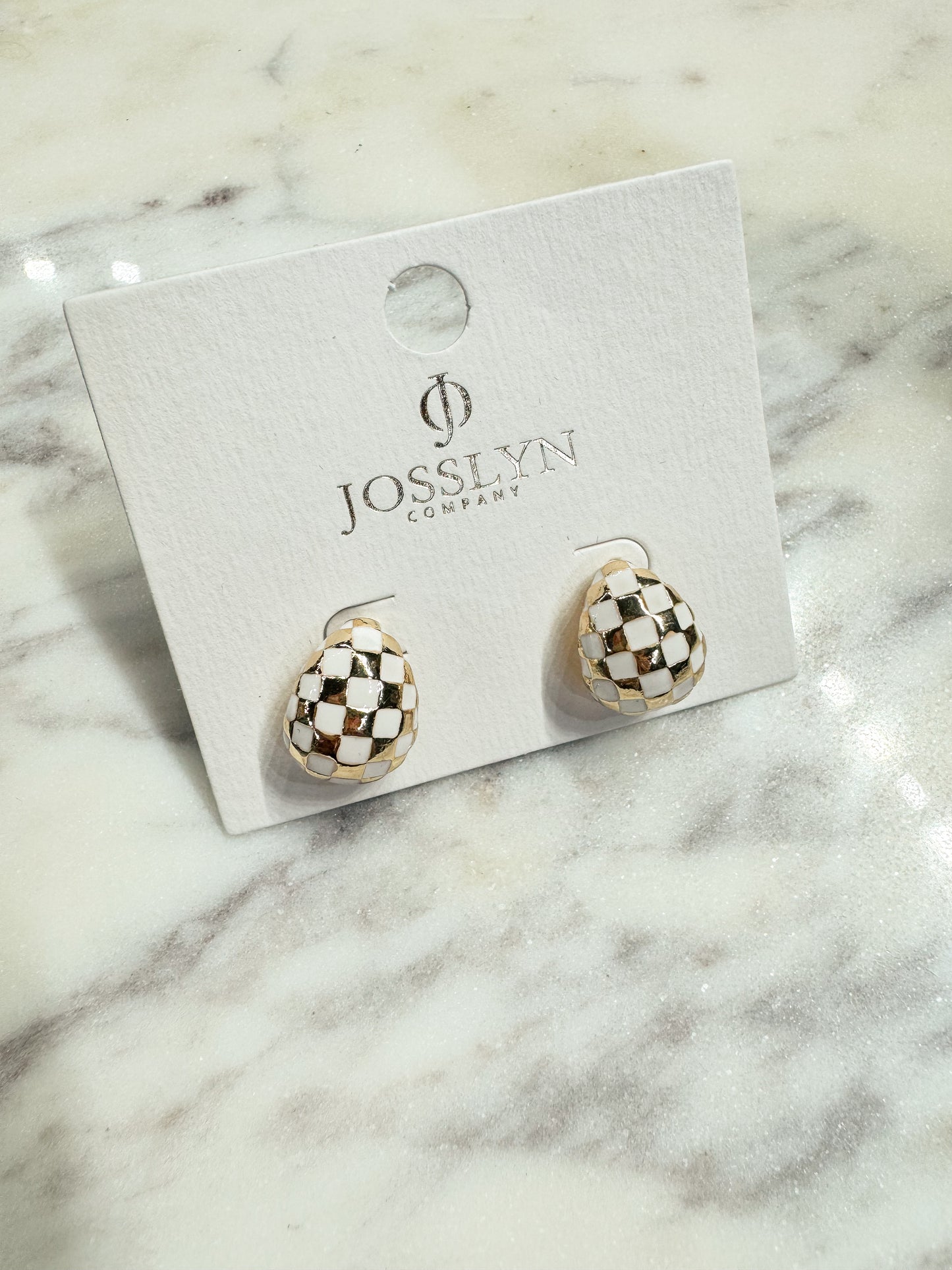 Checkered Huggie Earrings