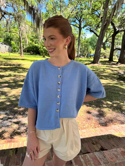 Periwinkle Button Up Sweater Top