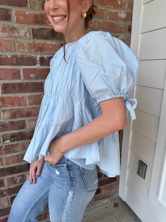 Baby Blues Tiered Puff Sleeve Top