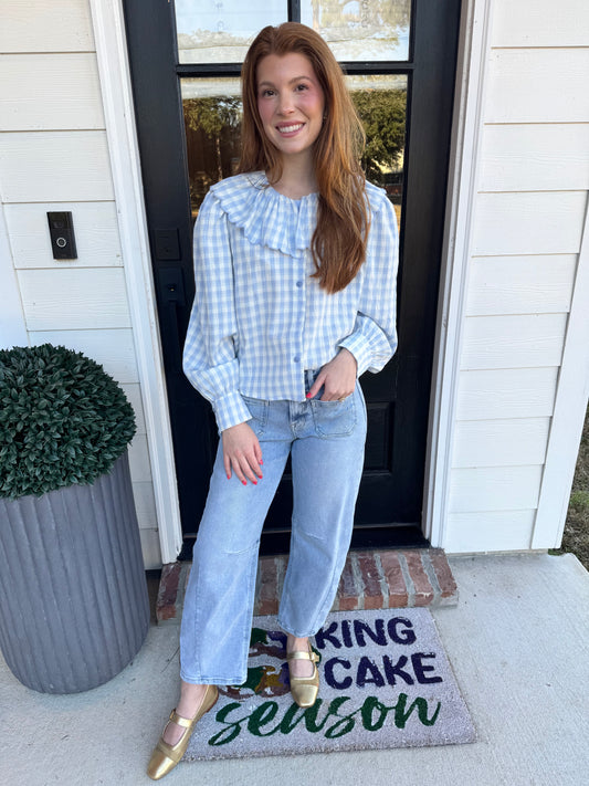 Pure Classy Gingham Ruffled Top