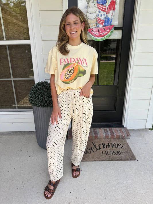 Honey Dew Linen Polka Dot Pants