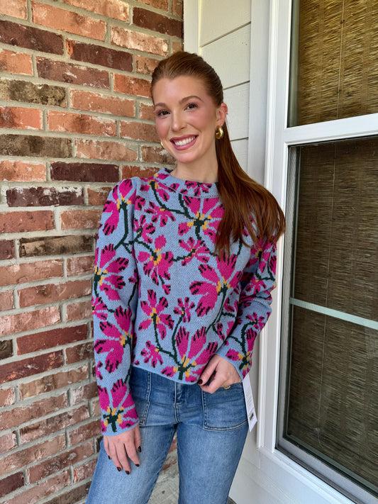Estelle Floral Mock Neck Sweater