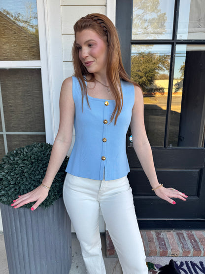 Mable Classy Gold Button Top