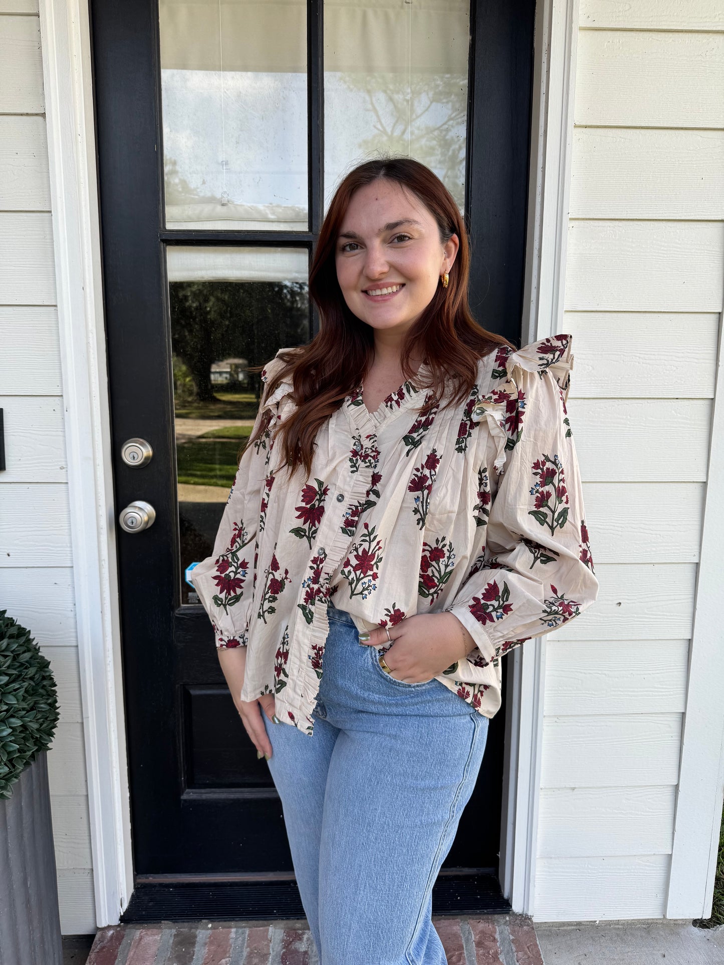 Esme Ecru Smocked Blouse