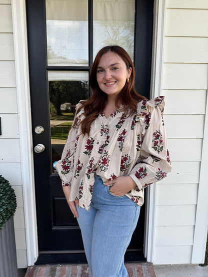 Esme Ecru Smocked Blouse