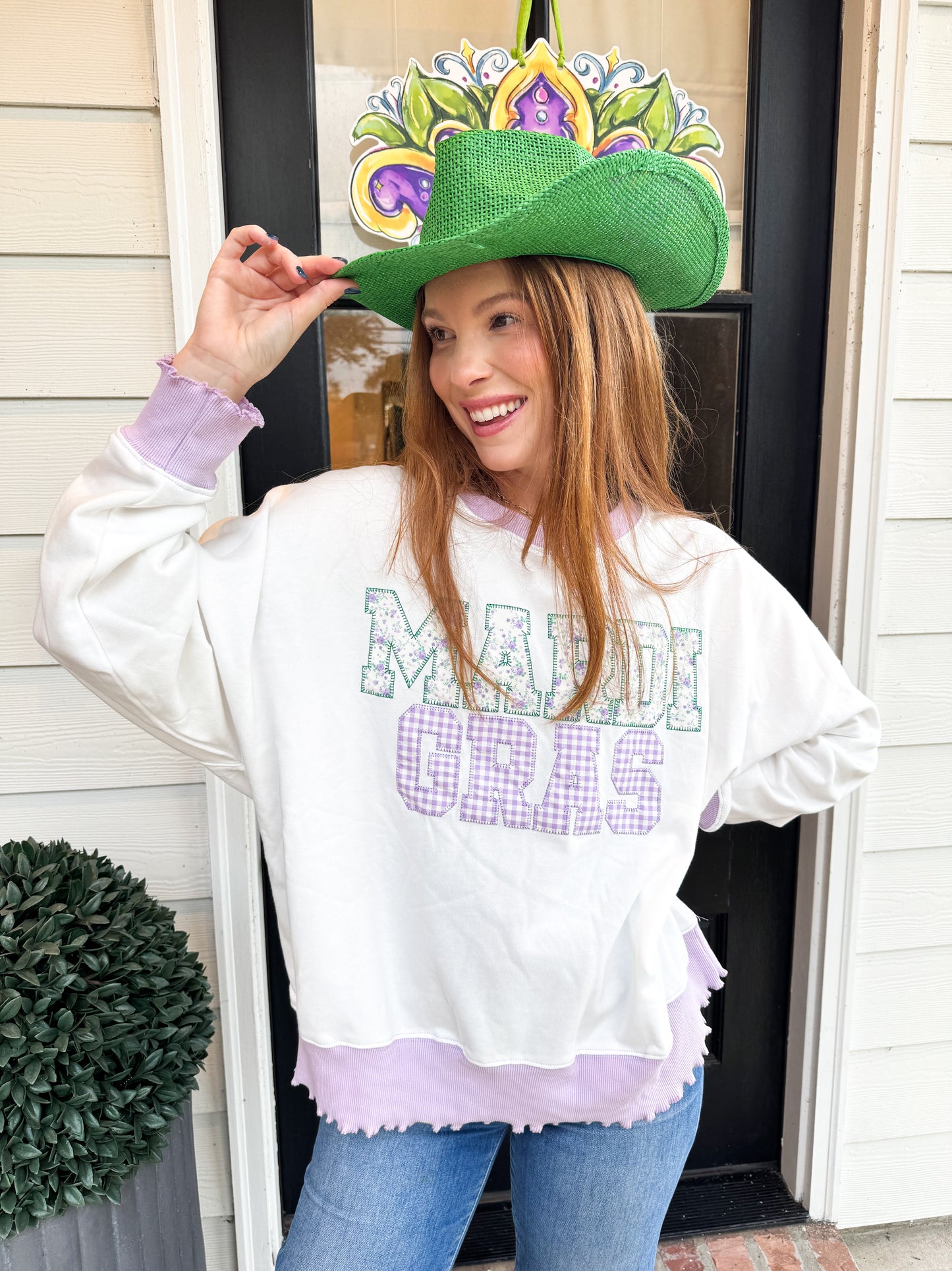 Mardi Gras Embroidered Sweatshirt