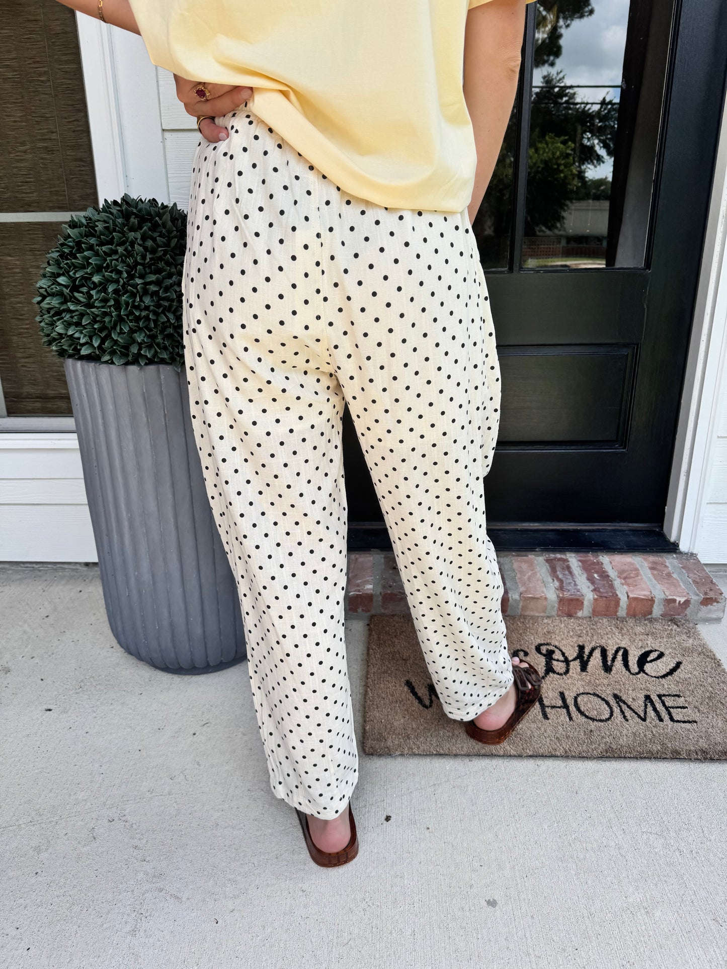 Honey Dew Linen Polka Dot Pants