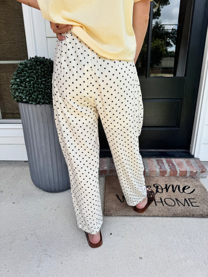 Honey Dew Linen Polka Dot Pants